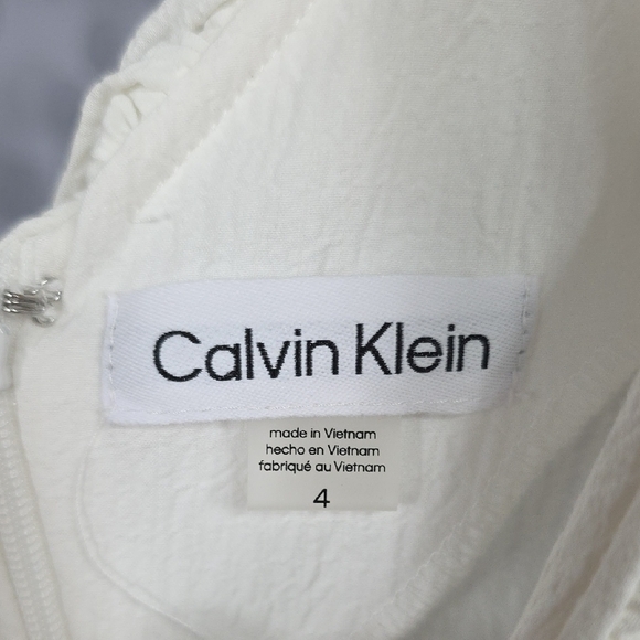 Calvin Klein Ruffle V-Neck Tiered Mini Dress - Picture 2 of 8